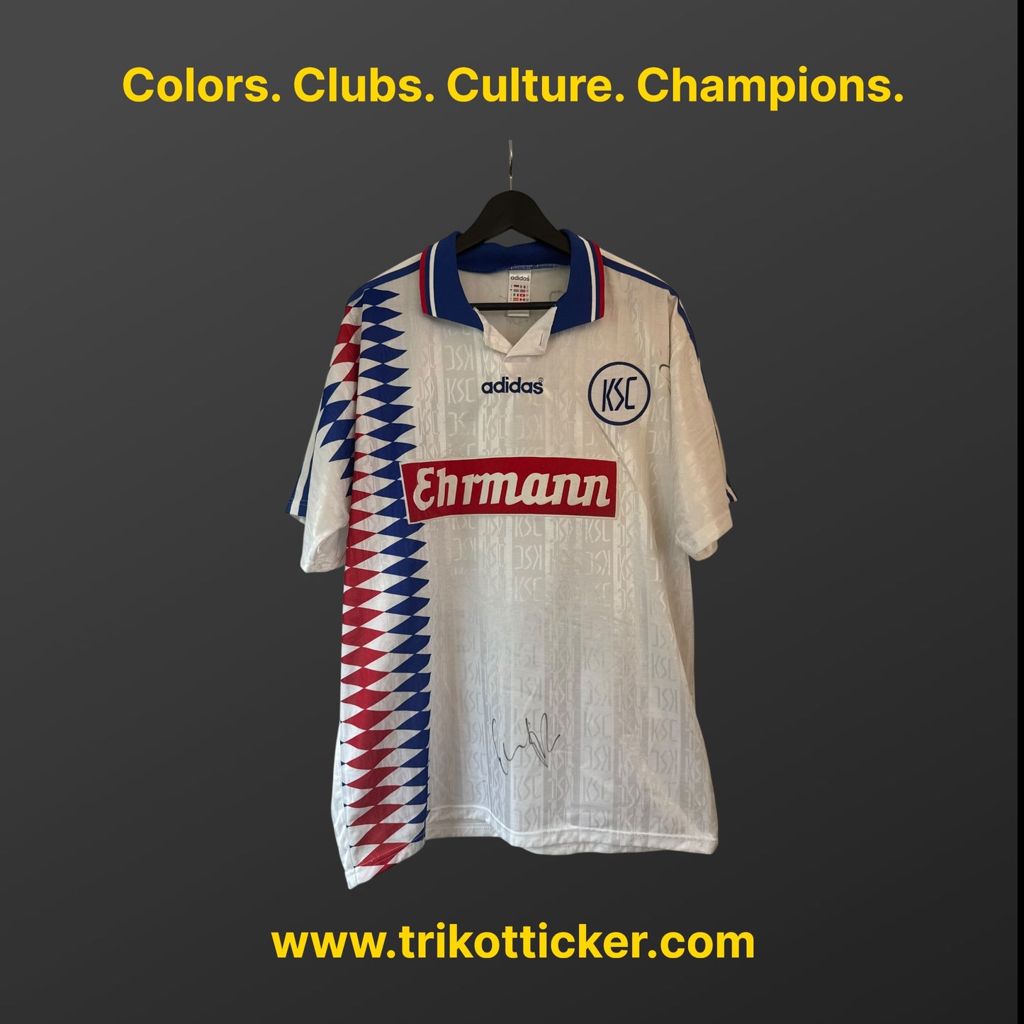 Sean Dundee Original Trikot Karlsruher SC 95/96 L Home Deutschland Bundesliga